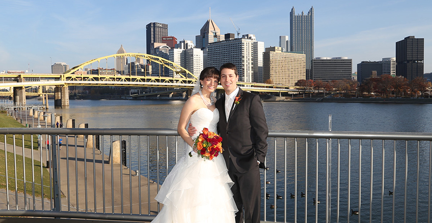 Pittsburgh wedding photography city view